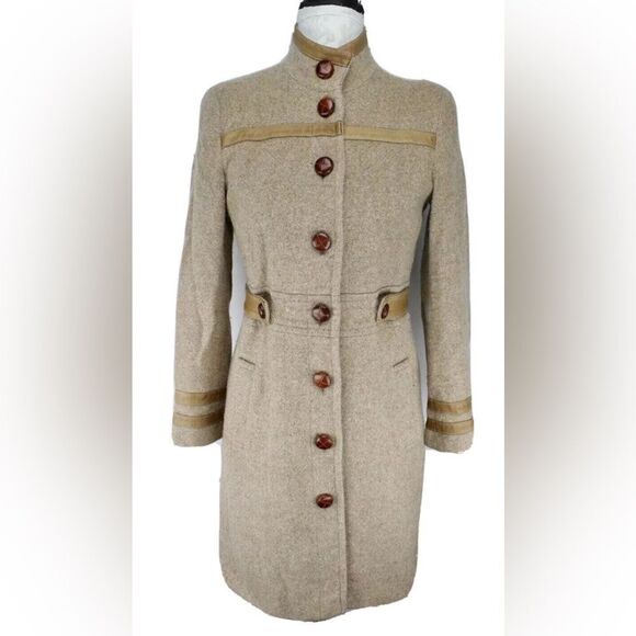 Vintage KORS Michael Kors Women’s Tweed Officers Jacket Wool Coat Size 4 - Picture 1 of 11